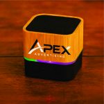 Cube Bamboo Bluetooth Speaker with RGB Light - Image 2
