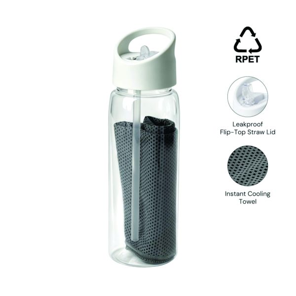 RPET sports water bottle with leakproof flip-top straw lid