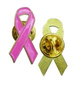 Breast Cancer Awareness Badges with Pin / Gold Magnet - Image 3