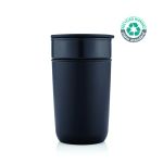 Black 360ml ceramic tumbler with a recycled protective outer case and fitted lid.