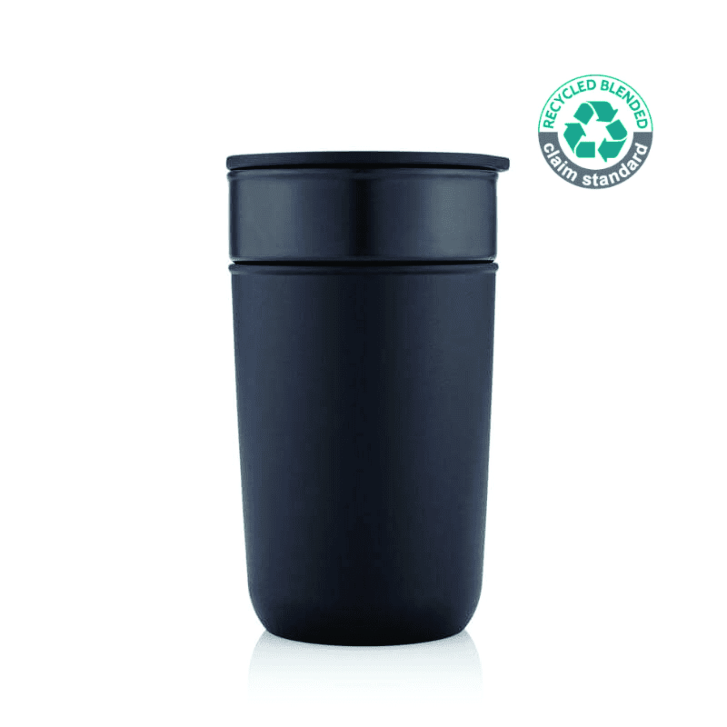 Ceramic Tumbler Black 360ml ceramic tumbler with a recycled protective outer case and fitted lid.