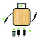 Custom Bamboo Retractable Charging Cable Set -  60W Fast Charging - Image 3