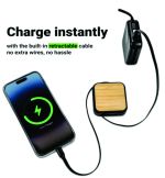 Custom Bamboo Retractable Charging Cable Set -  60W Fast Charging - Image 5