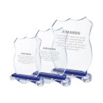 Custom Shield-Shaped Crystal Award with Blue Base - Image 2