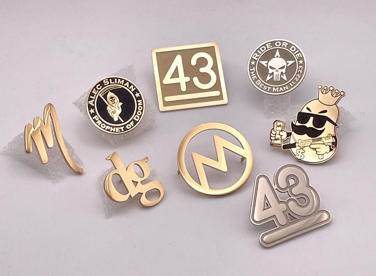 Custom metal lapel pin with a practical magnetic backing for secure attachment without piercing fabric.