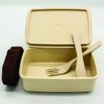 Custom Wheat Straw Lunch Box with Cutlery Set - Image 4