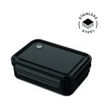 Black BERGEN stainless steel lunch box with locking lid and air-release valve