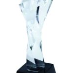 Custom Twisted Star Crystal Trophy with Black Base
