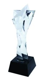 Custom Twisted Star Crystal Trophy with Black Base