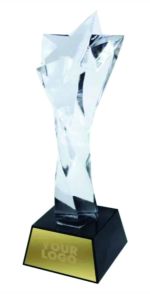 Custom Twisted Star Crystal Trophy with Black Base - Image 2