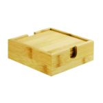 Custom Square Bamboo Coaster Set with Wooden Holder - Image 4