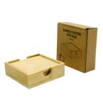Custom Square Bamboo Coaster Set with Wooden Holder - Image 3