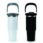 30oz Double-Wall Stainless Steel Travel Tumbler with Folding Handle - Image 2