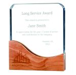 Crystal Award with Curved Wooden Base - Image 2