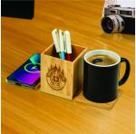 Bamboo Desk Organizer with 15W Wireless Charger & Mug Warmer - Image 2