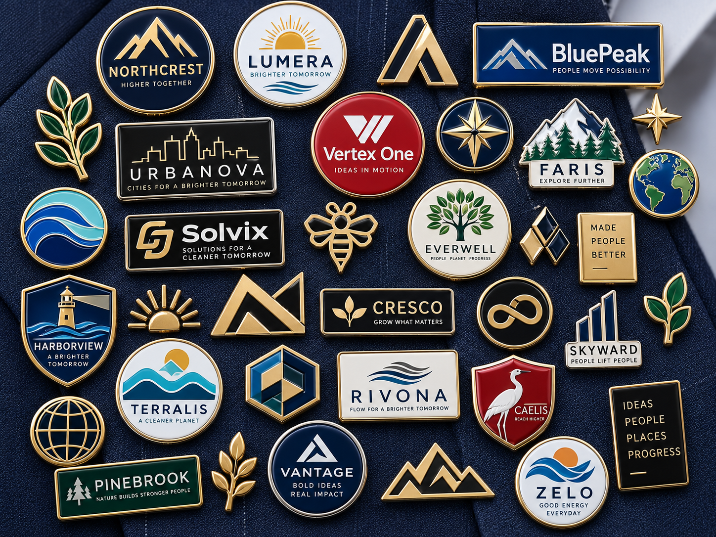 Custom enamel and metal logo lapel pins for businesses in Dubai UAE