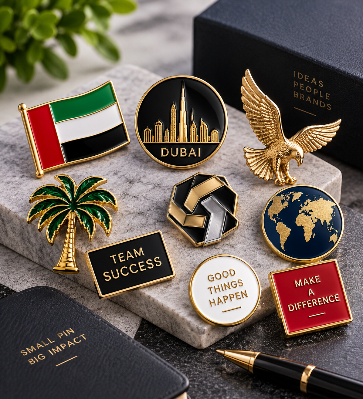 Custom branded lapel pins and enamel pins in Dubai UAE