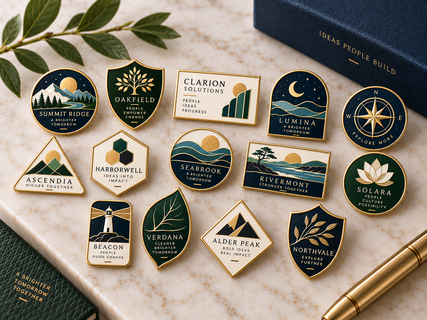 Premium custom enamel lapel pin collection in different shapes and finishes for Dubai businesses