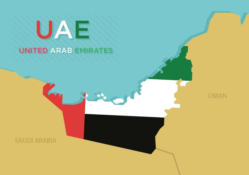 UAE map showing custom lapel pin delivery and service coverage across the United Arab Emirates